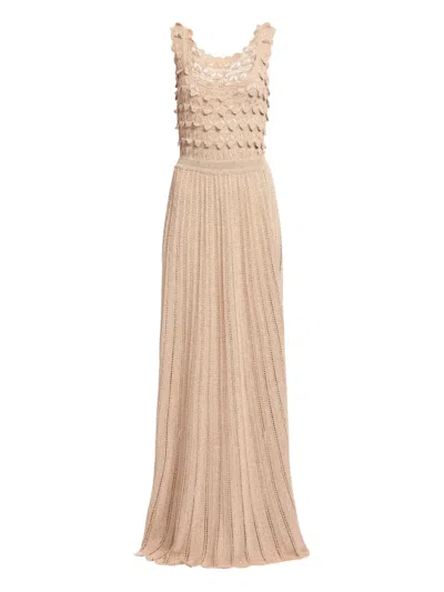 Elie Saab Crochet Maxi Dress In Gold