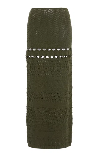 Elie Saab Crochet Maxi Skirt In Dark Green