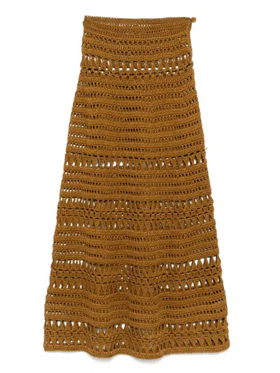 Elie Saab Crochet Midi Skirt