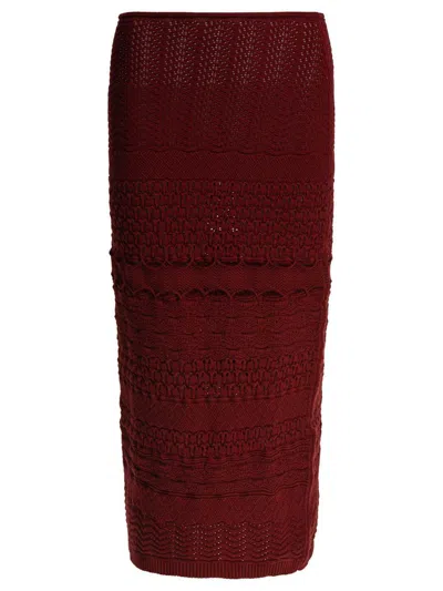 Elie Saab Crochet Midi Skirt Fireball Lilys Crochet In Red