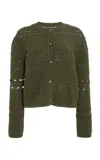 Elie Saab Crocheted Cardigan In Dark Green