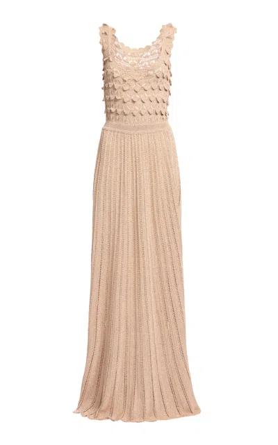 Elie Saab Crocheted Lurex Maxi Dress In Gold