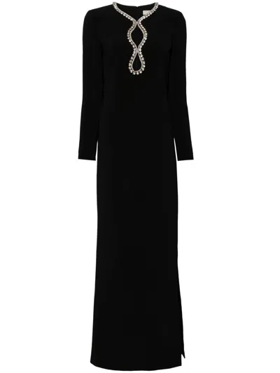 Elie Saab Crystal-embellished Maxi Dress In Black