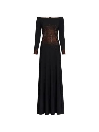 Elie Saab Crystal-embellished Maxi Dress In Black