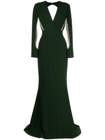 Elie Saab Cut-out Crepe Gown In Green