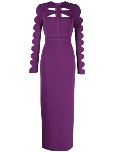 Elie Saab Cut-out Knit Dress In Purple