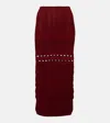 Elie Saab Cut-out Knitted Midi Skirt In Red