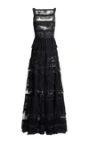 Elie Saab Cutout Lace Maxi Dress In Black