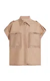 Elie Saab Cutout Poplin Shirt In Khaki