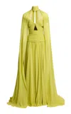 Elie Saab Cutout Silk Georgette Gown In Lime Green