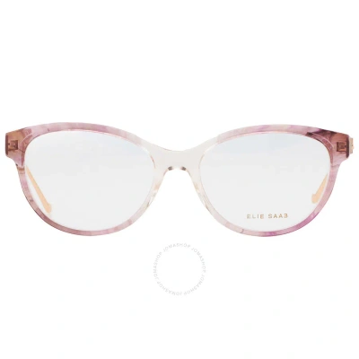 Elie Saab Demo Cat Eye Ladies Eyeglasses Es 073 35j 52 In Ink / Pink