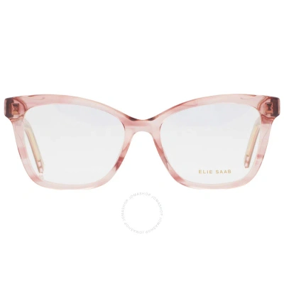 Elie Saab Demo Cat Eye Ladies Eyeglasses Es 083 35j 52 In Ink / Pink