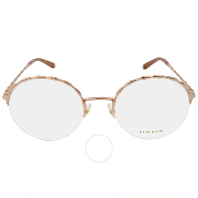 Elie Saab Demo Round Ladies Eyeglasses Es 053 0ddb 53 In Copper / Gold