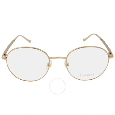 Elie Saab Demo Round Ladies Eyeglasses Es 070 J5g 50 In Gold