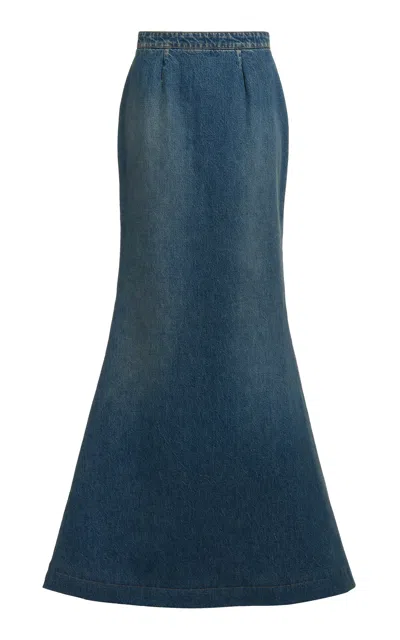 Elie Saab Denim Maxi Skirt In Blue