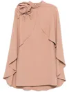 Elie Saab Floral-appliqué Ruffled Cady Minidress In Nude