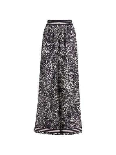 Elie Saab Dot-print Silk Trousers In Black