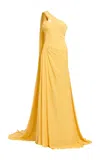 Elie Saab Double Georgette Long Dress In Yellow