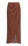 Elie Saab Double Georgette Midi Skirt In Brown
