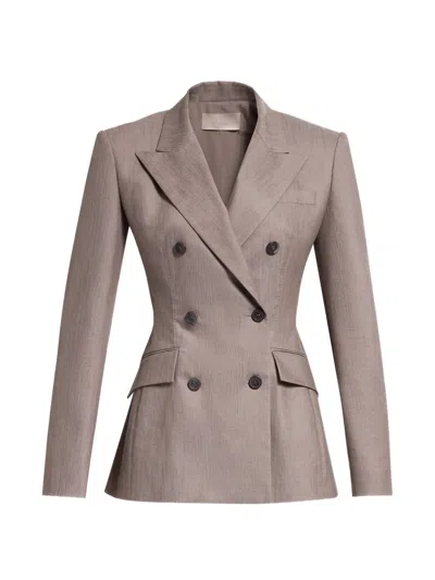 Elie Saab Double-breasted Peak-lapels Blazer In Neutral