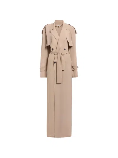 Elie Saab Double-breasted Silk Trench Coat In Neutral