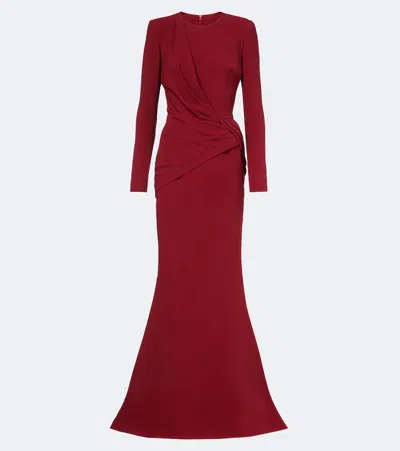 Elie Saab Draped Cady Gown In Red