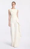 Elie Saab Draped Cady Jumpsuit In Off-white