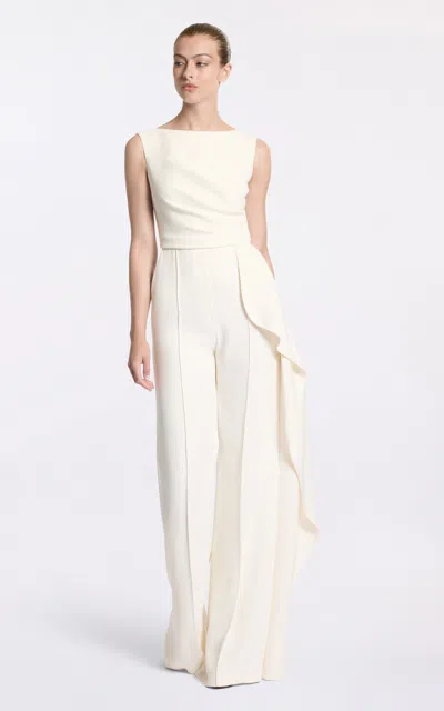 Elie Saab Draped Cady Jumpsuit In Off-white