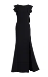 Elie Saab Draped Cady Maxi Dress In Black