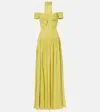 Elie Saab Draped Cutout Silk Gown In Green