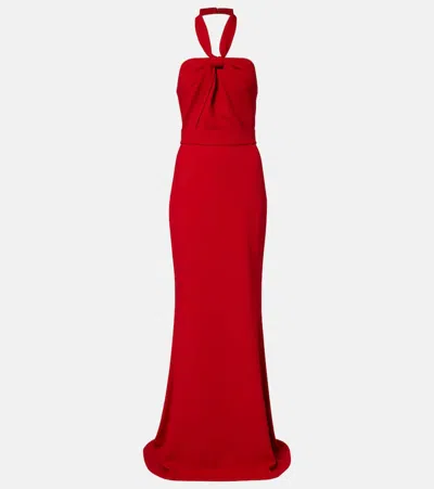 Elie Saab Draped Halterneck Gown In Red