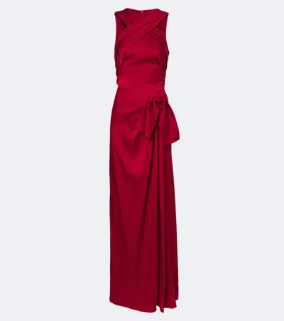 Elie Saab Draped Halterneck Satin Gown In Red