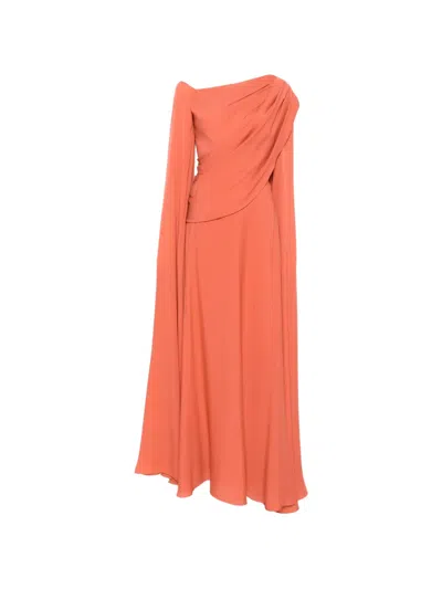 Elie Saab Double Georgette Draped One-shoulder Maxi Dress In Pattern