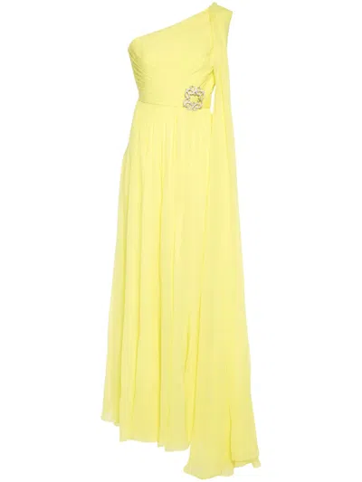 Elie Saab Draped One-shoulder Gown In Yellow
