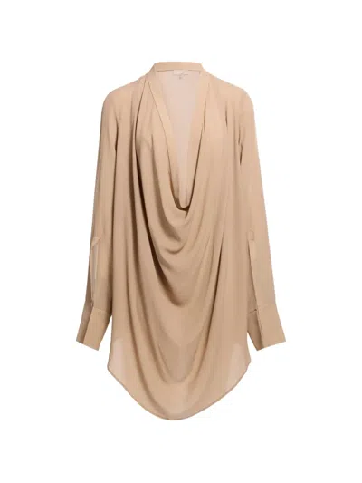Elie Saab Draped Silk Blouse In Neutral