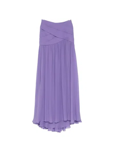 Elie Saab Draped Silk Skirt In Purple