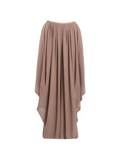 Elie Saab Draped Silk Trousers In Brown