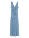 Elie Saab Draped V-neck Maxi Dress In Blue