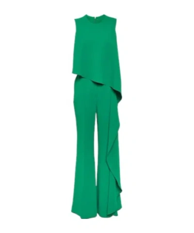 Elie Saab Draped Wide-leg Jumpsuit In Green
