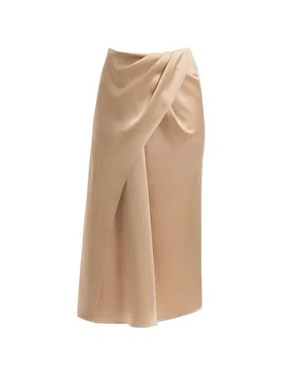 Elie Saab Draped Wrap-style Midi Skirt In Neutral