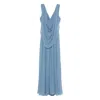 Elie Saab Draped V-neck Maxi Dress In Blue