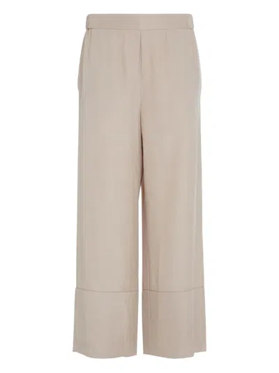 Elie Saab Elasticated-waist Cuffed Trousers In Neutral