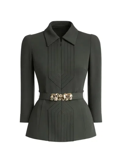 Elie Saab Elephant-buckle Jacket In Animal Print