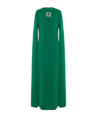 Elie Saab Embellished Cady Gown In Green