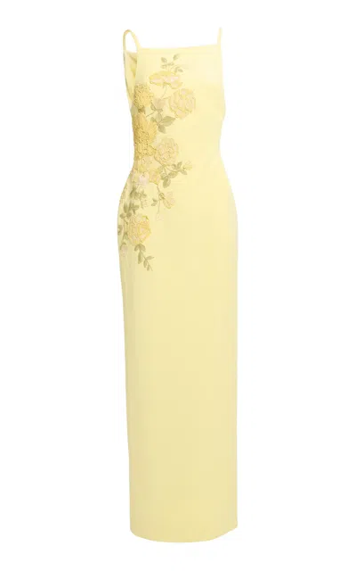 Elie Saab Embellished Cady Long Dress In Yellow