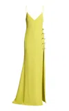 Elie Saab Embellished Cady Maxi Dress In Lime Green