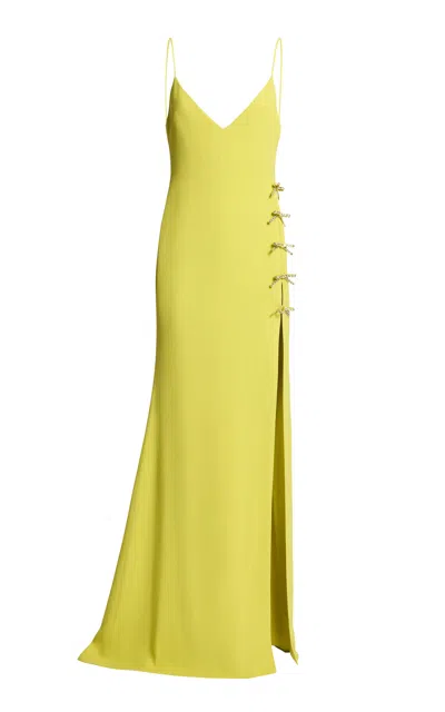 Elie Saab Embellished Cady Maxi Dress In Green