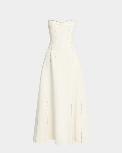 Elie Saab Embellished Cady Midi Dress In Off White