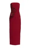 Elie Saab Embellished Cady Midi Dress In Red