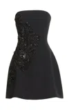 Elie Saab Embellished Cady Mini Dress In Black